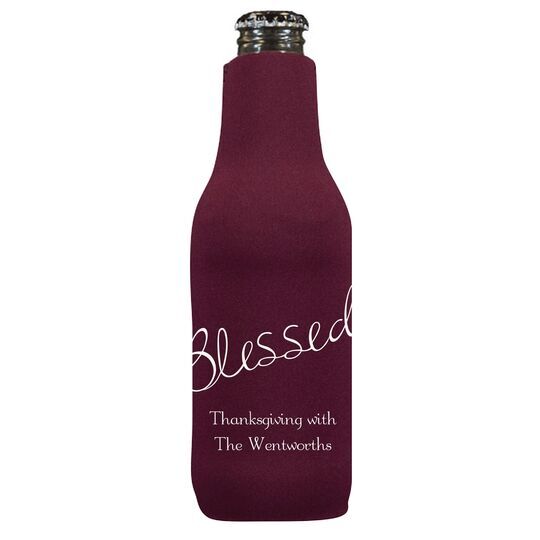 Expressive Script Blessed Bottle Koozie